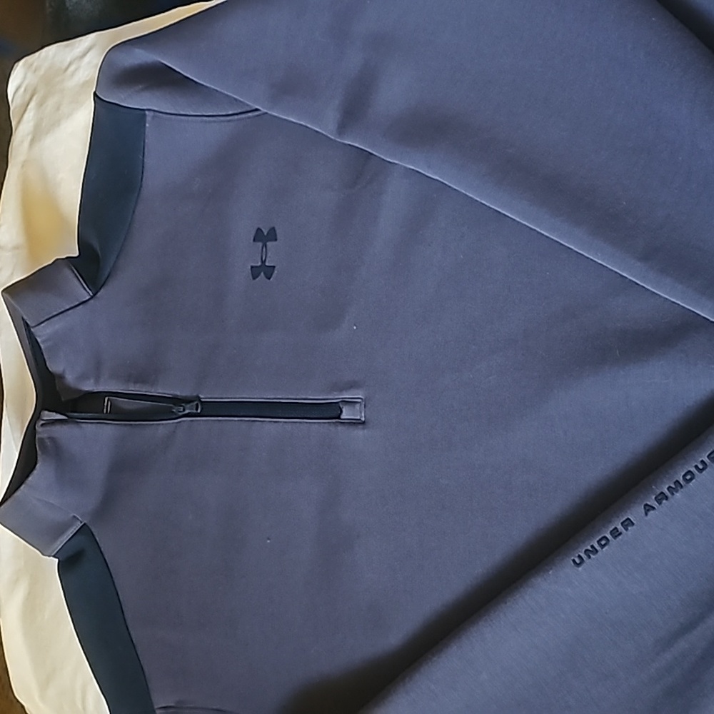 Under Armour long sleeved quarter zip up sweatshirt black/gray sz M